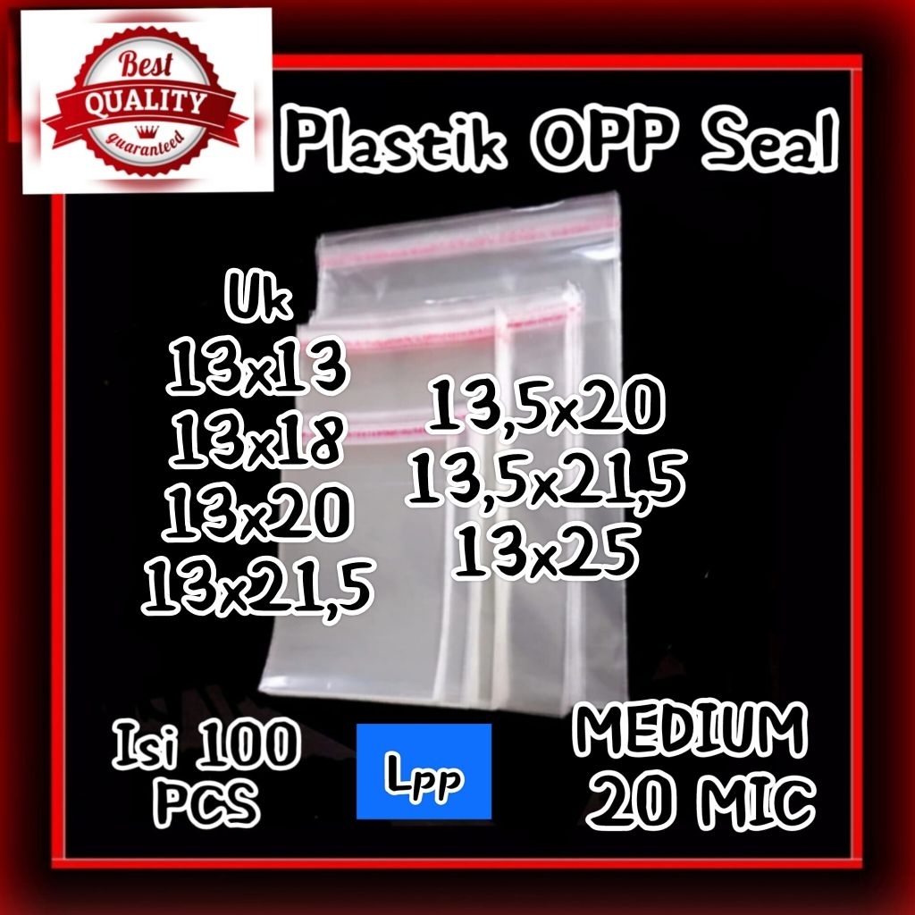 Plastik Opp Seal Atas uk 13x13, 13x18, 13x20, 13x21,5, 13,5x20, 13,5x21,5, 13x25 cm ~ Medium 20 Micr