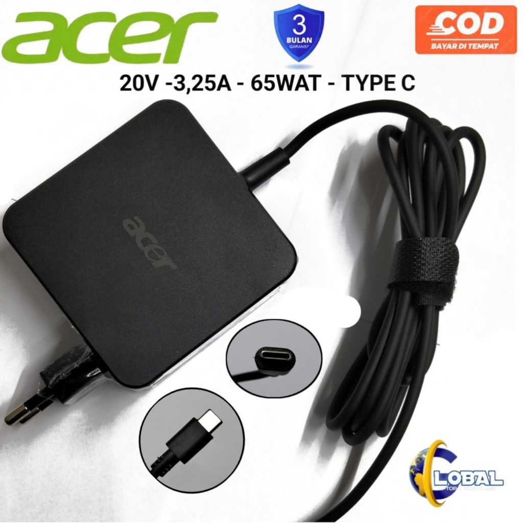 Adaptor charger original for laptop Acer Spin 3 active / laptop infinix X1 X2 - 20V 3.25A 65W usb c