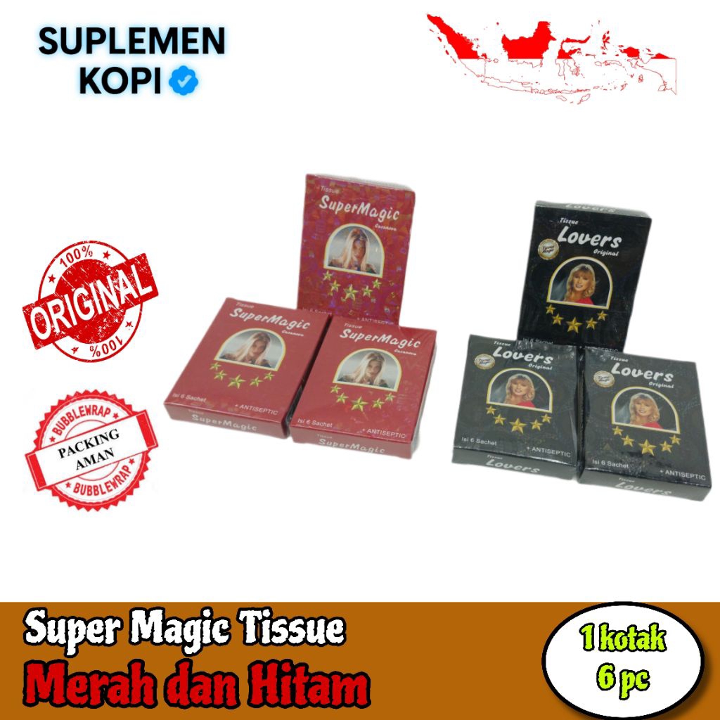 Tisu Super Magic Hitam dan Merah | Tisu Lovers | Tisu Antiseptic pria