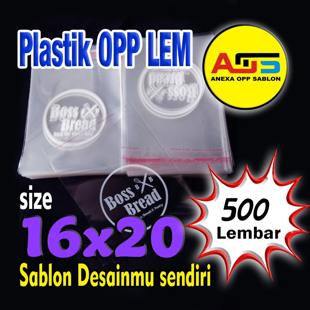 

Plastik OPP 16x20 Tebal, kemasan Roti/Bakery Sablon Custom