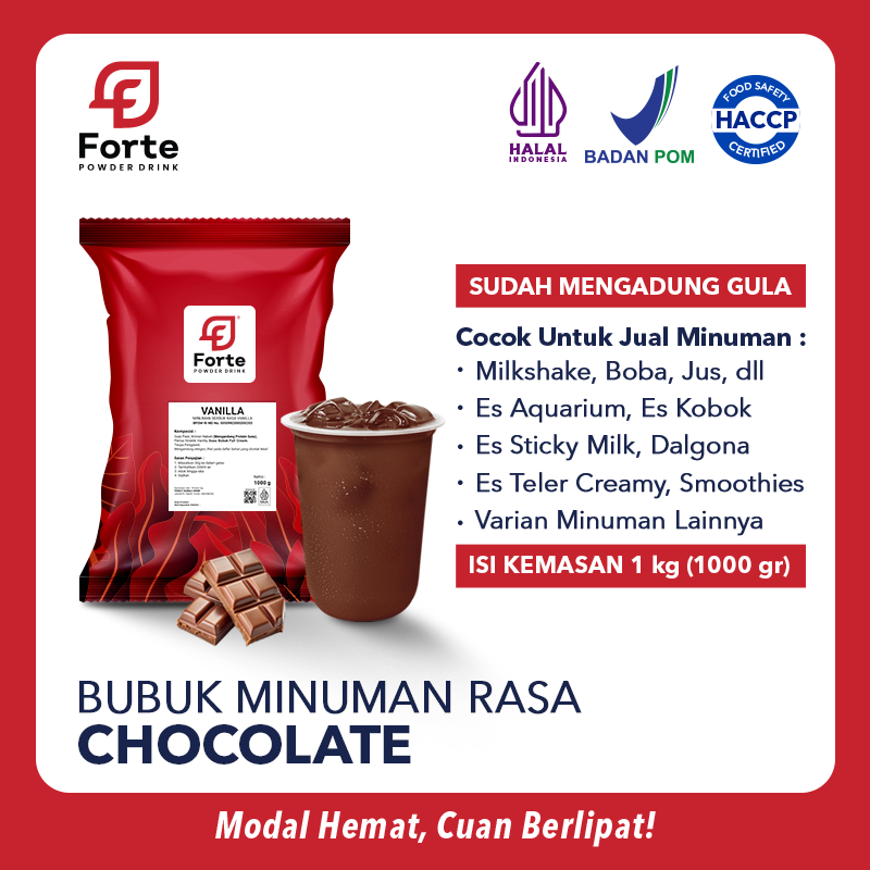 

Bubuk Minuman CHOCOLATE 1000gr - FORTE Powder Drink Serbuk COKLAT Plus GULA