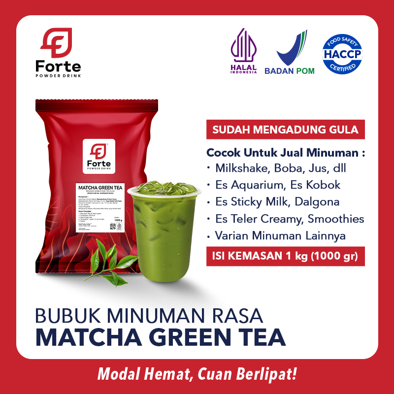 

Bubuk Minuman MATCHA GREEN TEA 1000gr - FORTE Powder Drink Plus GULA