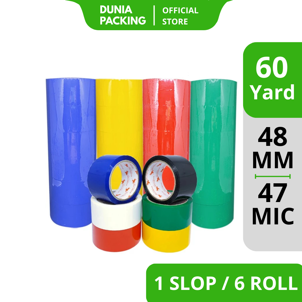 

[TERMURAH] Lakban OPP Tape / Lakban Warna Dunia Packing 60 Yard (1 Slop)