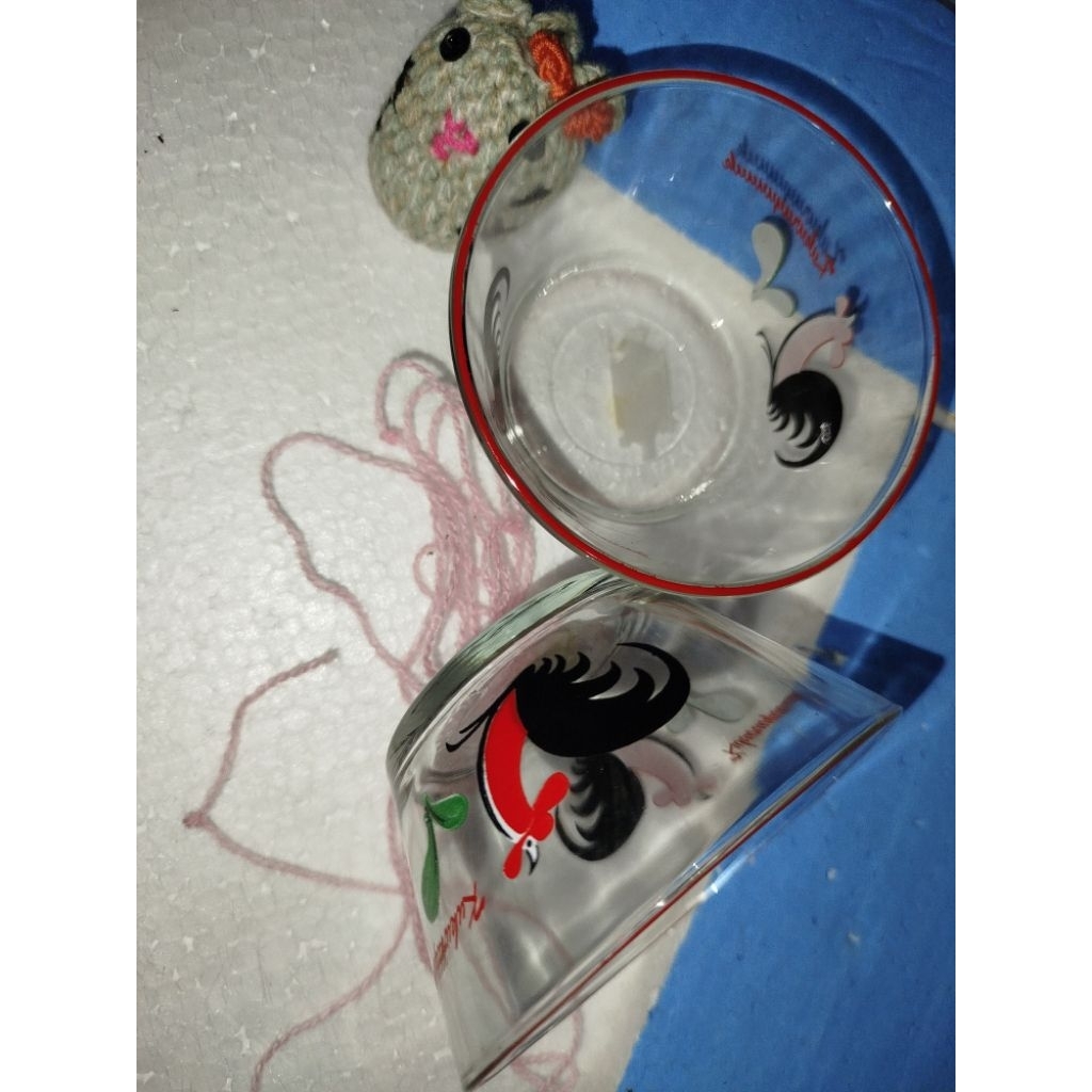 Mangkok Kaca Ayam Jago Mini
