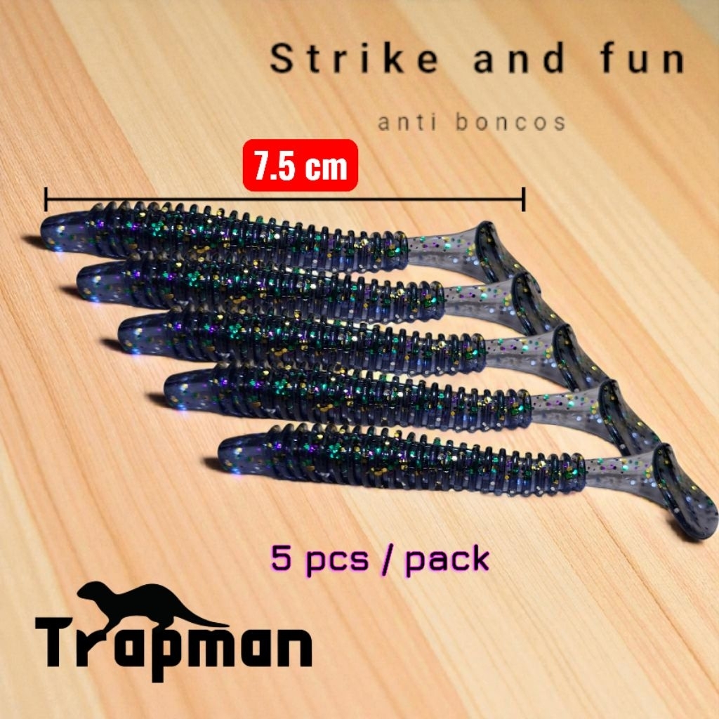 Soft Lure 7.5cm isi 5 Umpan Softlure Ekor Paddle Cacing Karet