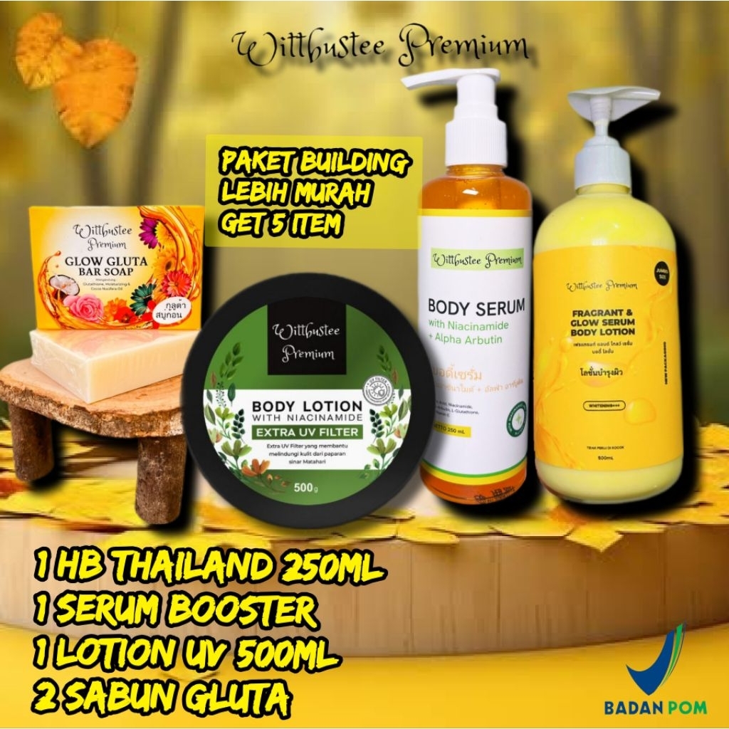 (PAKET BUILDING PEMUTIH BADAN DAPAT 5) paket whitening body care ,paket perawatan badan ,lotion bada