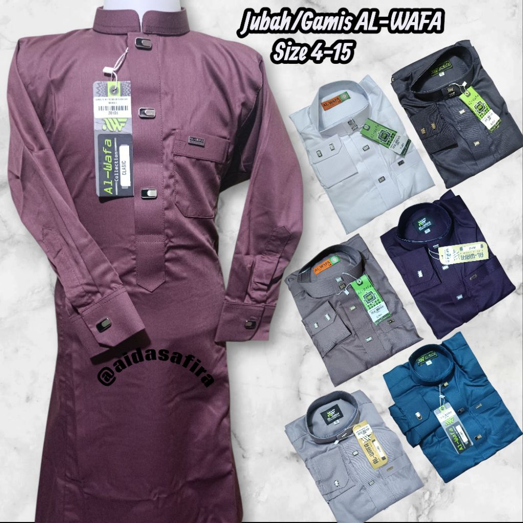 (AL-WAFA) JUBAH GAMIS ANAK LAKI-LAKI AL-WAFA TANGAN MANSET/GAMIS ANAK 4 - 13 TAHUN/JUBAH AL-WAFA MAN