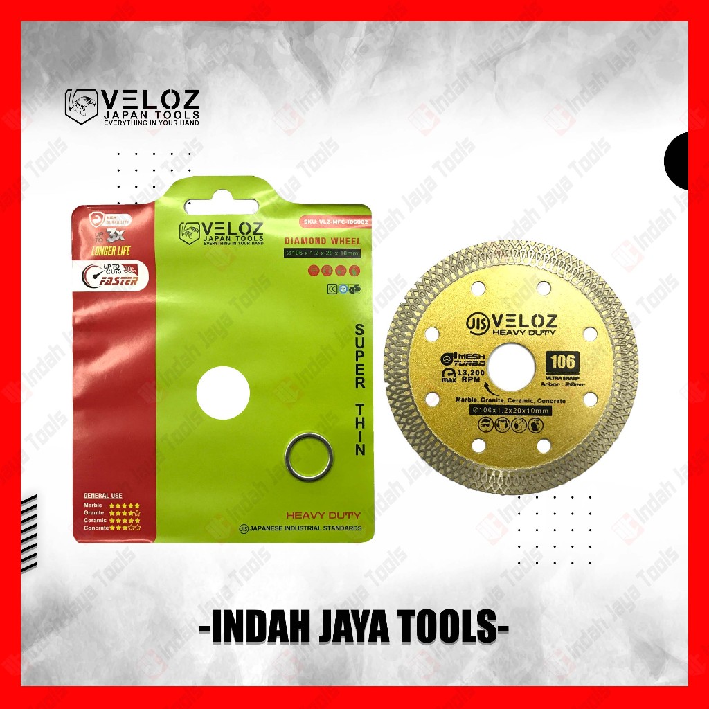VELOZ ULTRA SHARP Diamond Wheel 160 mm TURBO Super Thin - Pisau Potong Keramik Granit Marmer