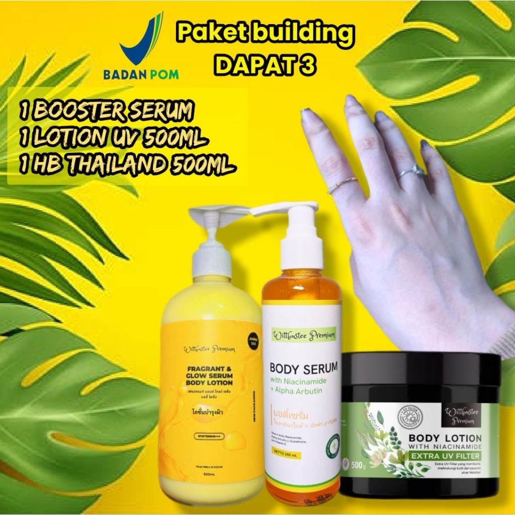 (PAKET BUILDING PEMUTIH BADAN DAPAT 3) paket whitening body care ,paket perawatan badan ,lotion bada