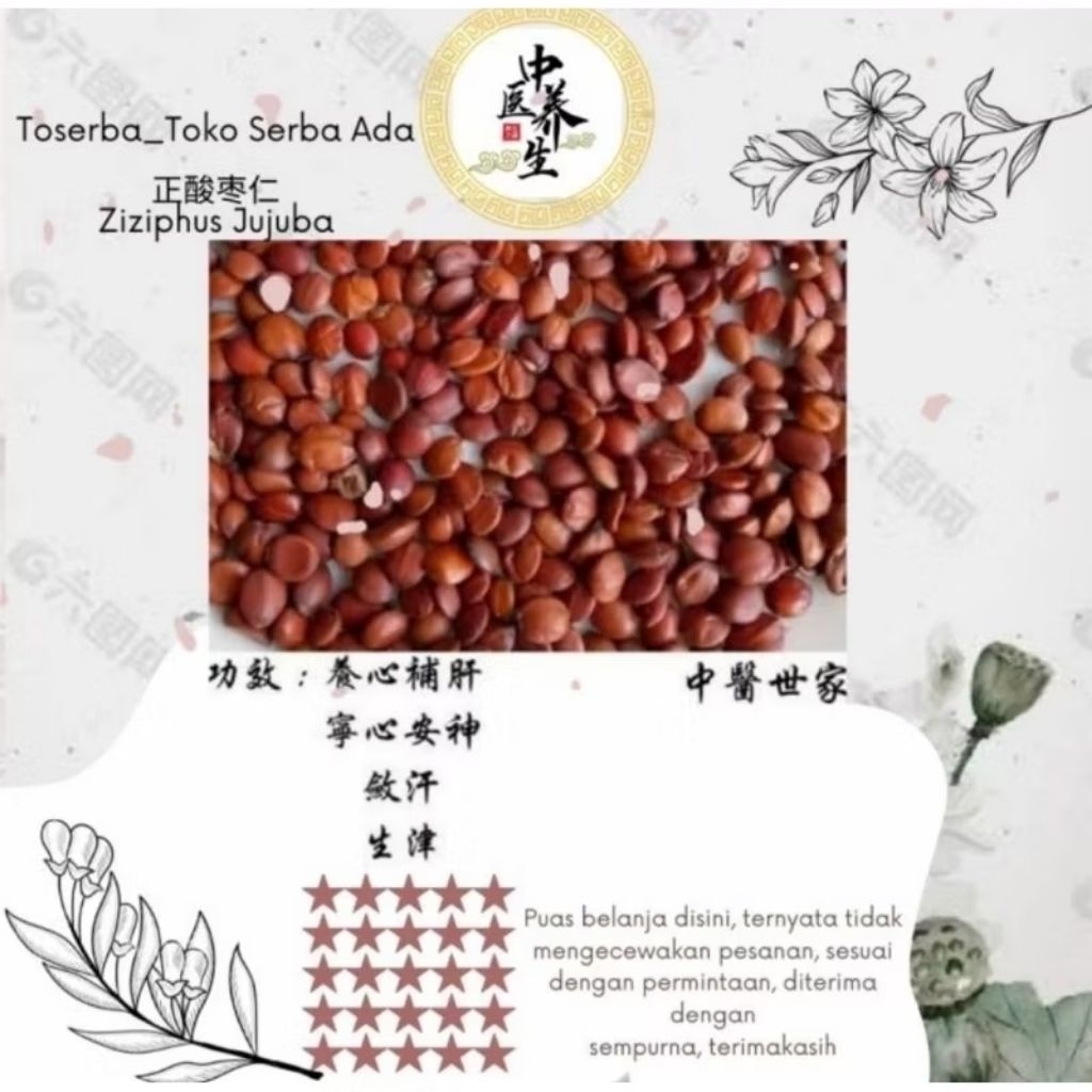 

100gr Herbal Zheng Suan Zao Ren / Zheng Zao Ren Asli / Spine Date Seed / Ziziphi Spinosae Semen