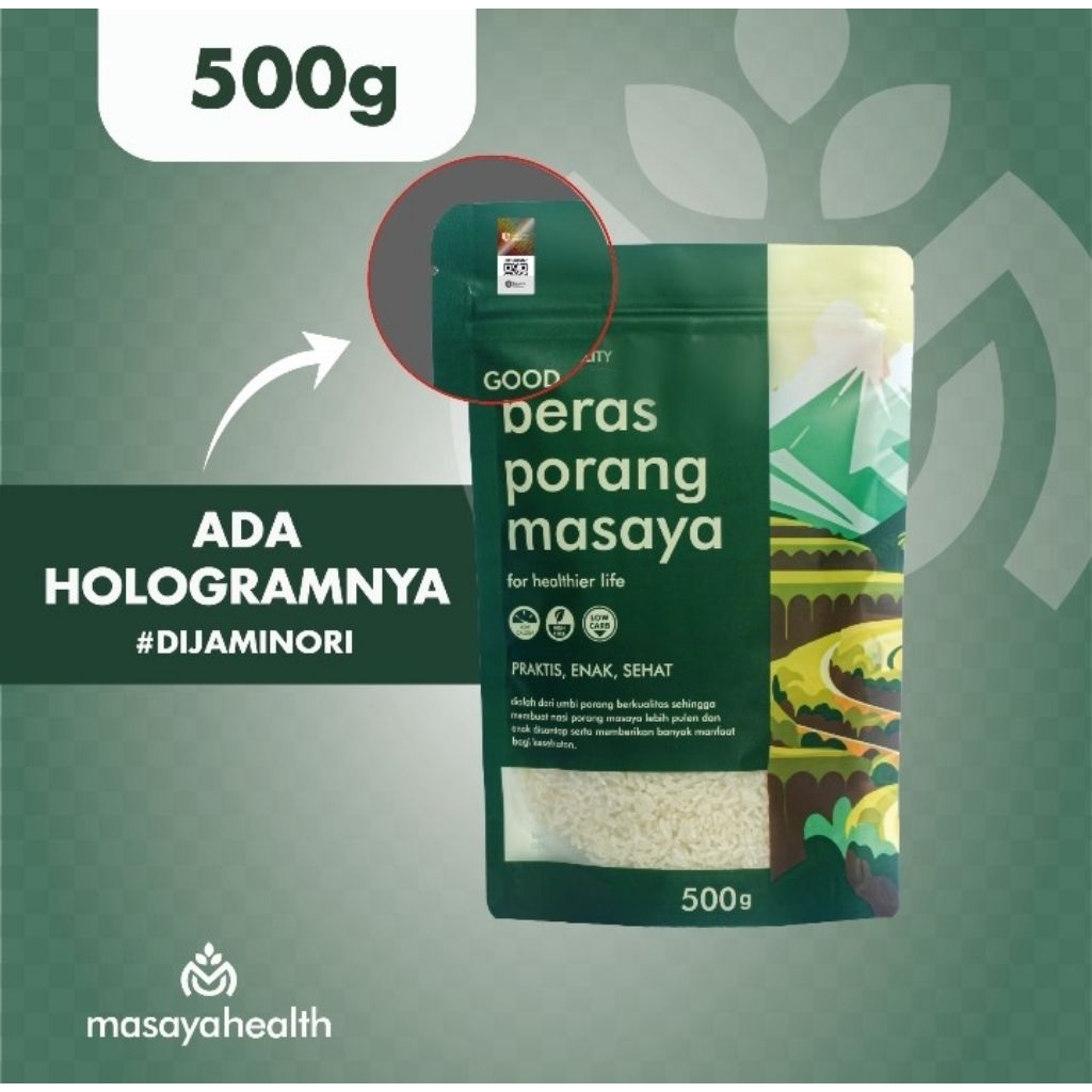 

masaya beras porang 500 gram-konjac rice-healthy rice-beras diet- beras sehat-beras rendah kalori-fukumi