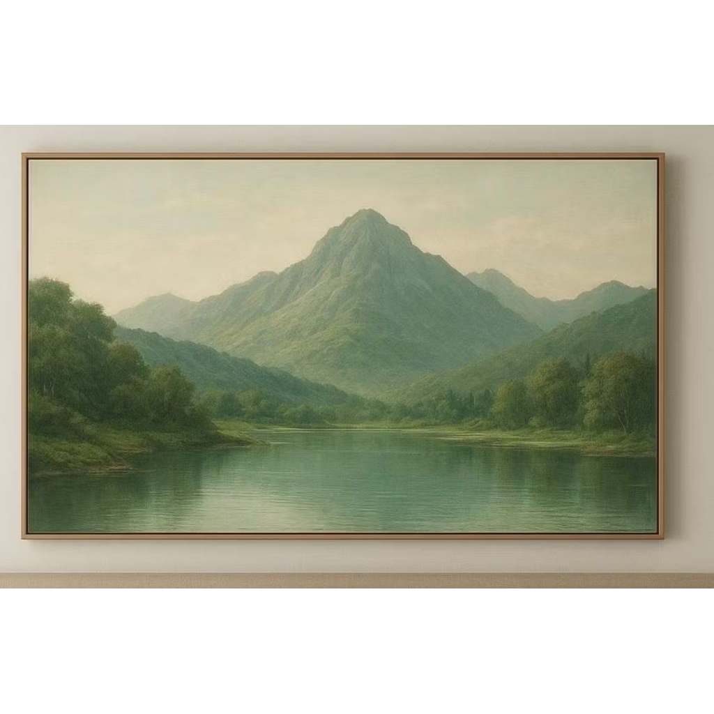 Lukisan Pemandangan Danau Aesthetic Vintage - Lukisan Tangan Asli - Hiasan Dinding Ruang Tamu Aesthe