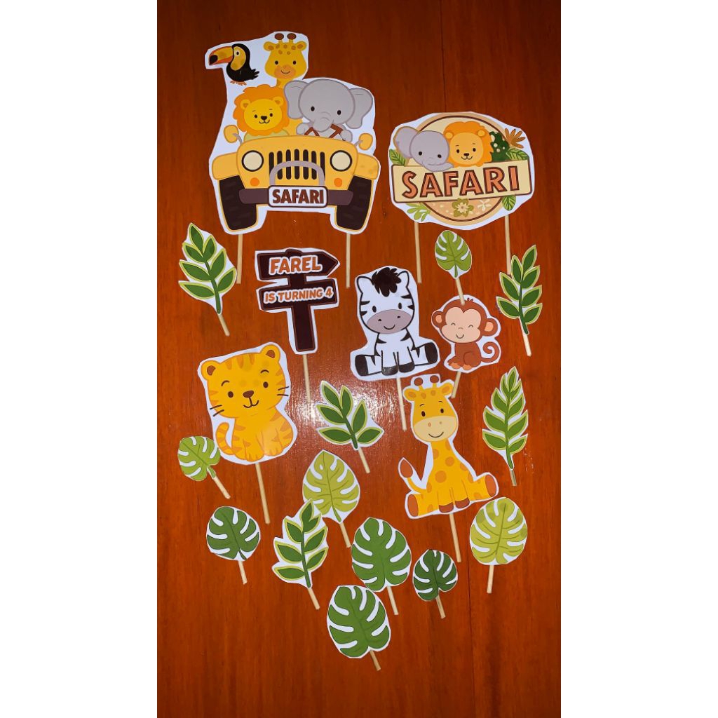 Topper Cake Kue Dinosaurus Dino Baby & Topper Safari Free Custom Nama Dan Ucapan / Toppers Dino