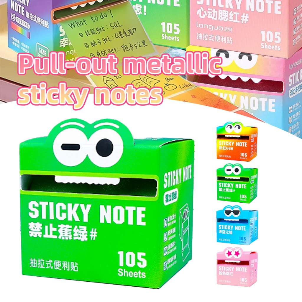 

108 Lembar Sticky Notes Dapat ditempel di kulkas atau dinding Macaron Rainbow Colors Catatan Tempel Gaya