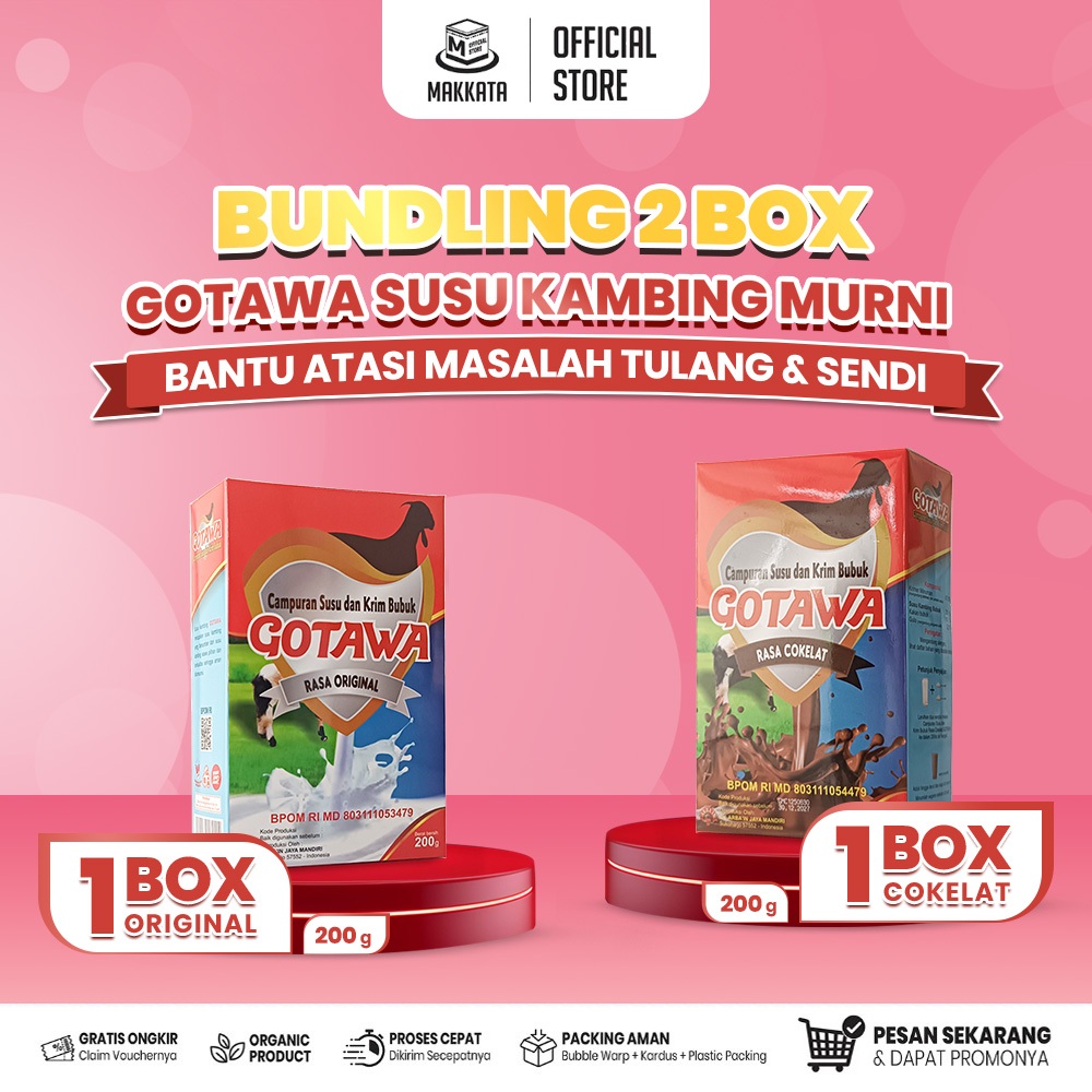 

PAKET 2 BOX Gotawa Rasa Original & Cokelat Susu Kambing Atasi Nyeri Sendi Sakit Lutut Asam Urat BPOM