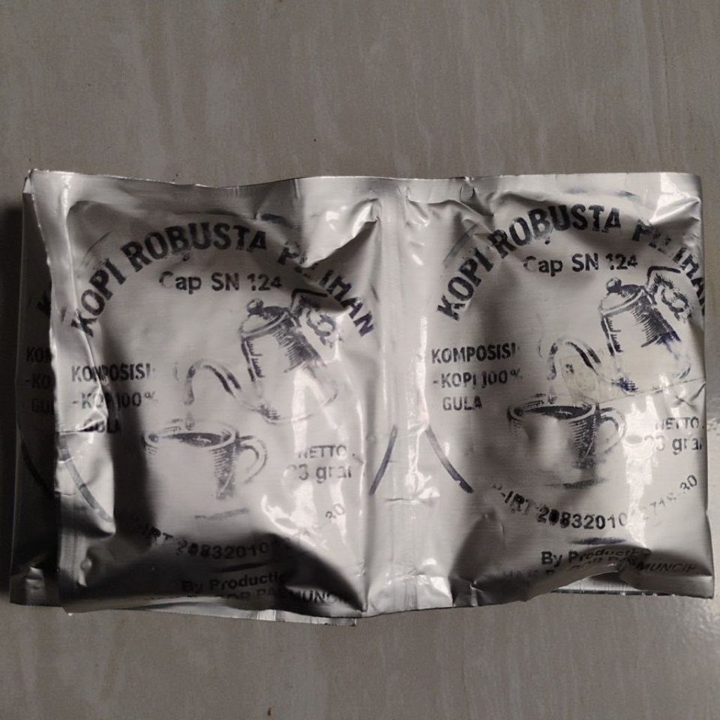 

Kopi Robusta sachet 23g plus gula 1renceng/5 sachet