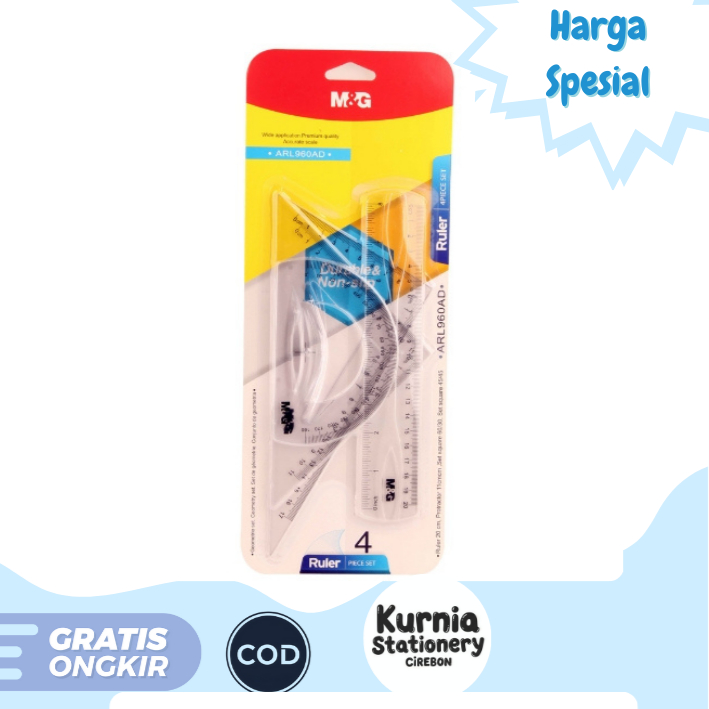 

M&G Rules Set ARL960AD / Penggaris 1 Set Isi 4 pcs