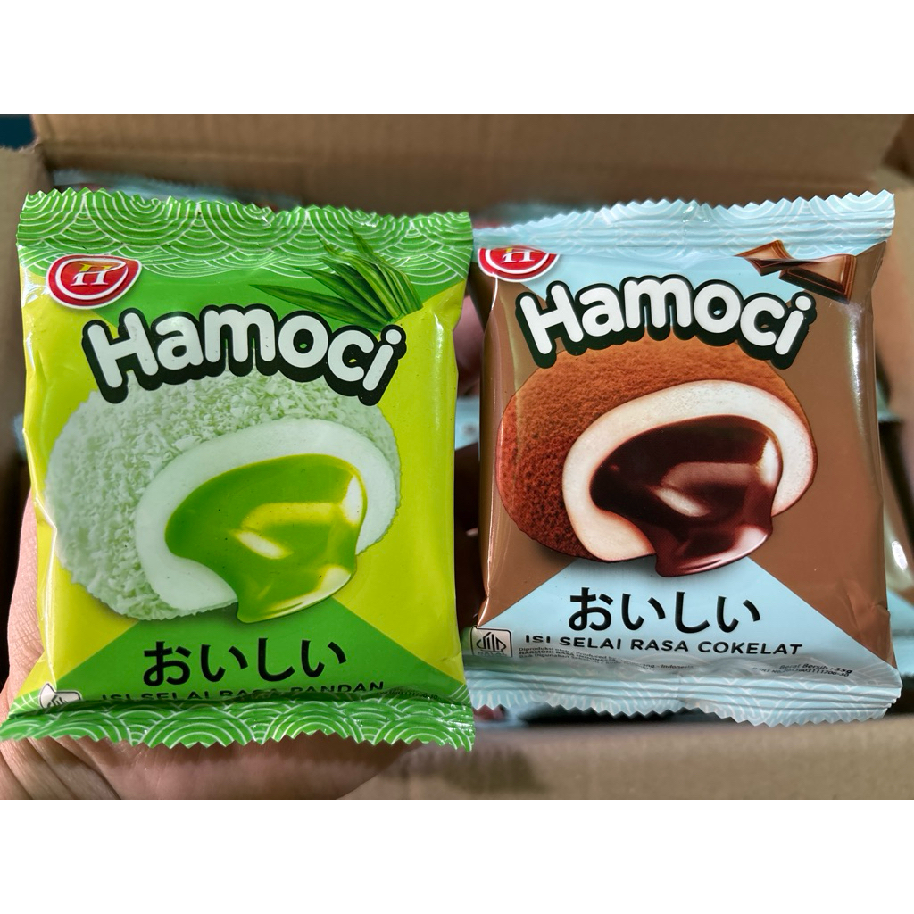 

hamoci mochi rasa selai pandan dan cokelat 1pcs