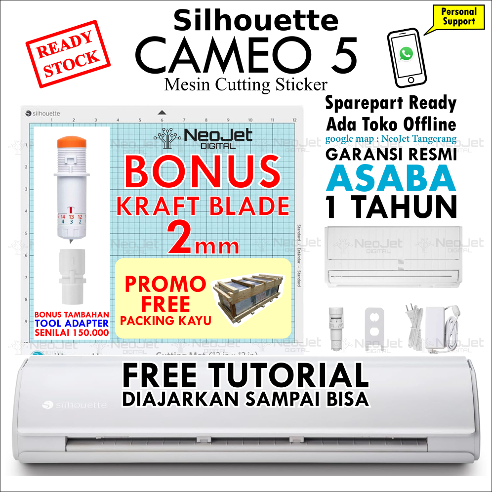 

Paket Hemat Mesin Cutting Silhouette Cameo 5 Pisau Craft Kraft Blade 2 mm Tool Adapter putih