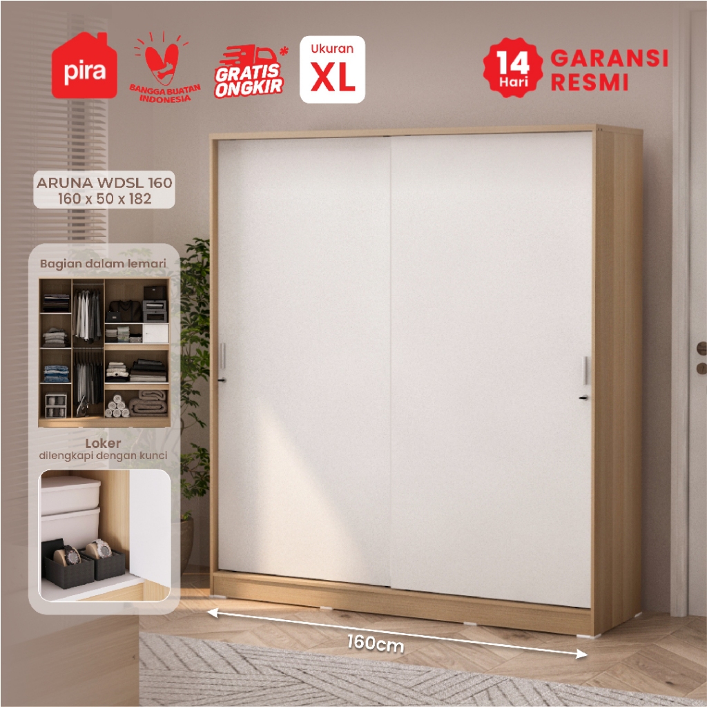 PIRA METROPOLIS OX -  ARUNA WDSL160 Lemari Pakaian Pintu Sliding / Geser