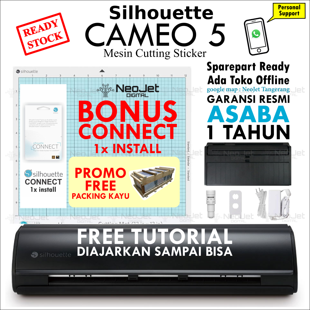 

Paket Hemat Mesin Cutting Sticker Cameo 5 Silhouette Connect Bonus