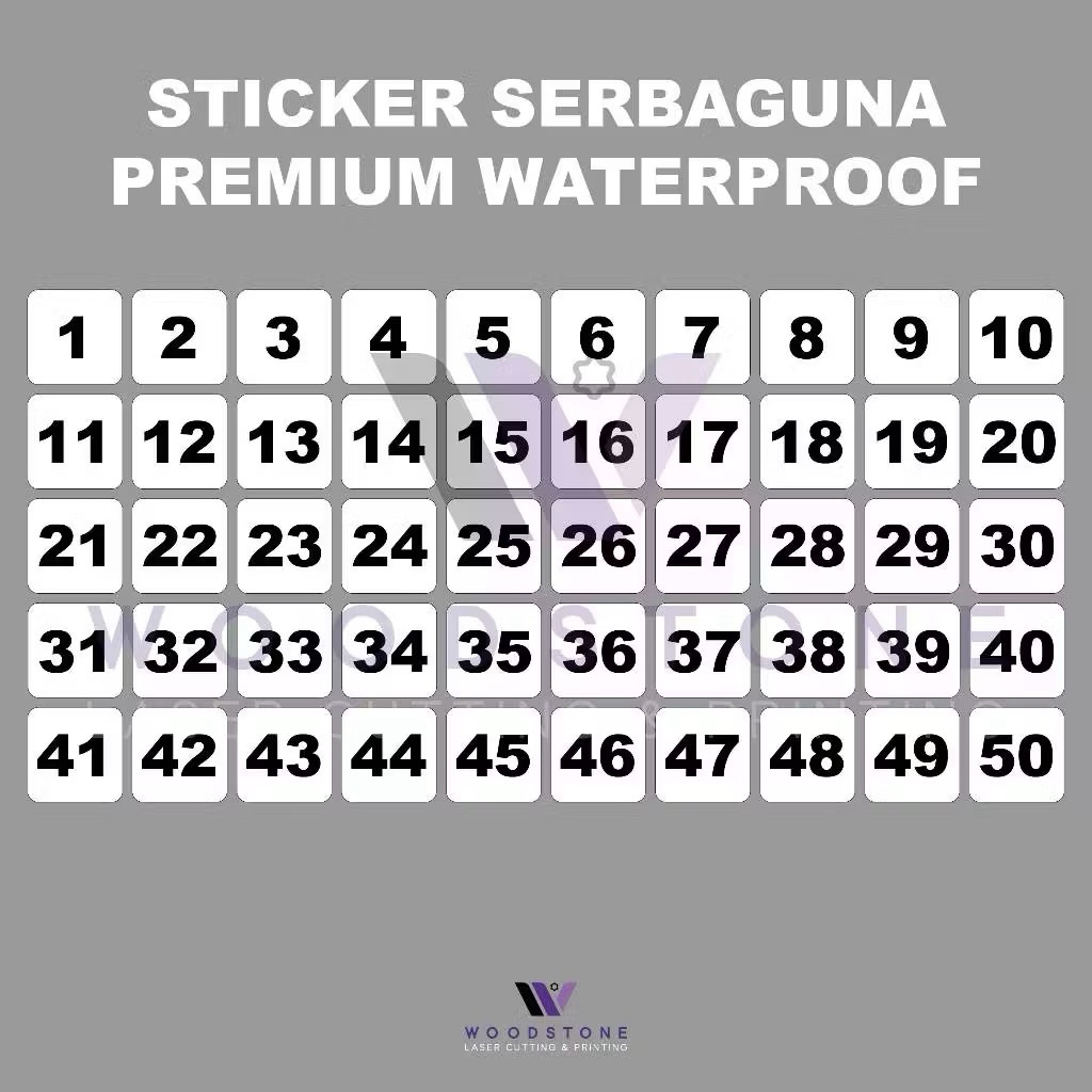 

Sticker Waterproof Nomor Meja / Loker / Ganci / Antrian