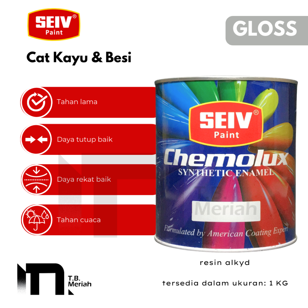 Cat Seiv Cat Kayu & Besi 1 Kg SILVER - Gloss Seiv