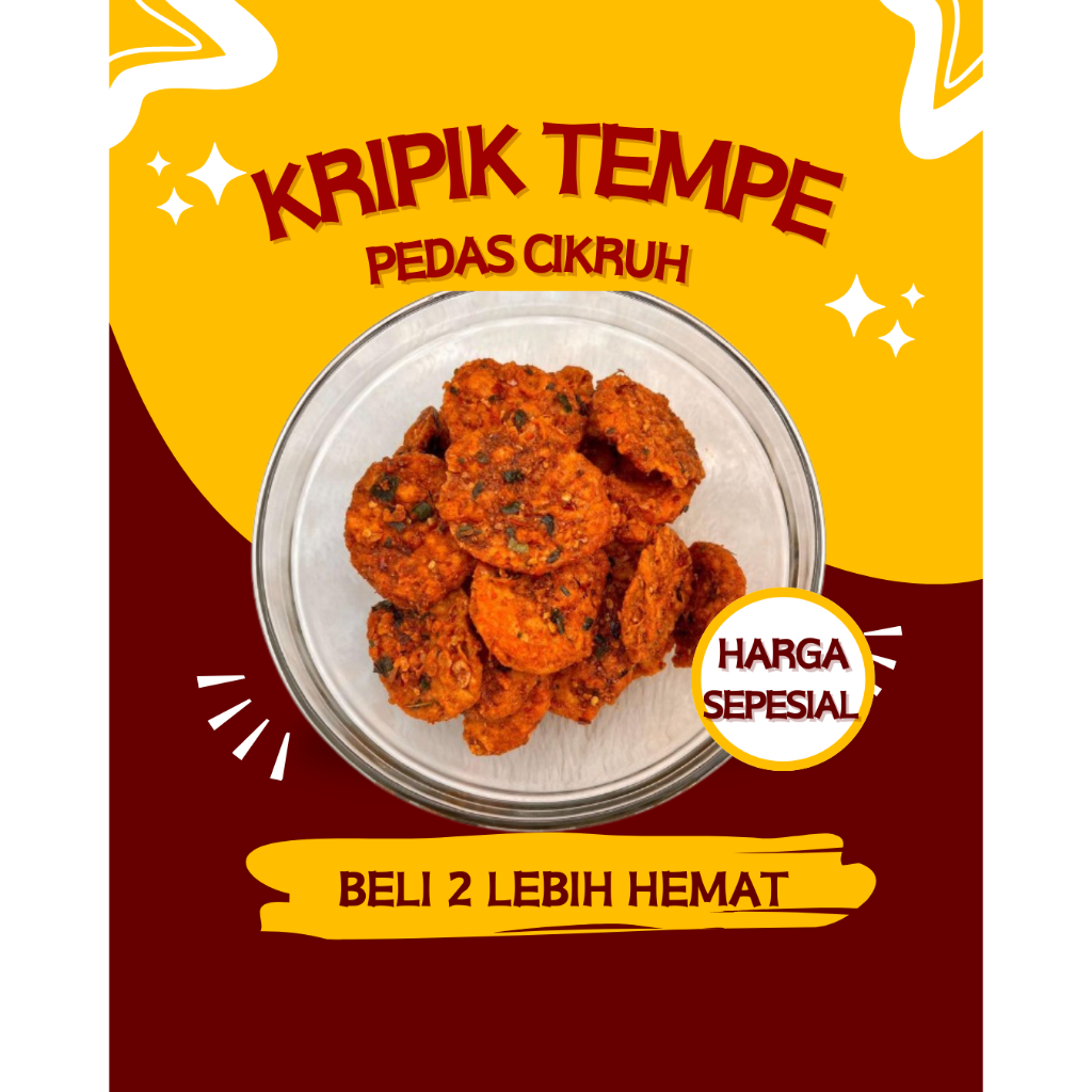 

KERIPIK TEMPE 250 GR PEDAS MANIS CIKRUH PREMIUM TIDAK ALOT RENYAH GURIH