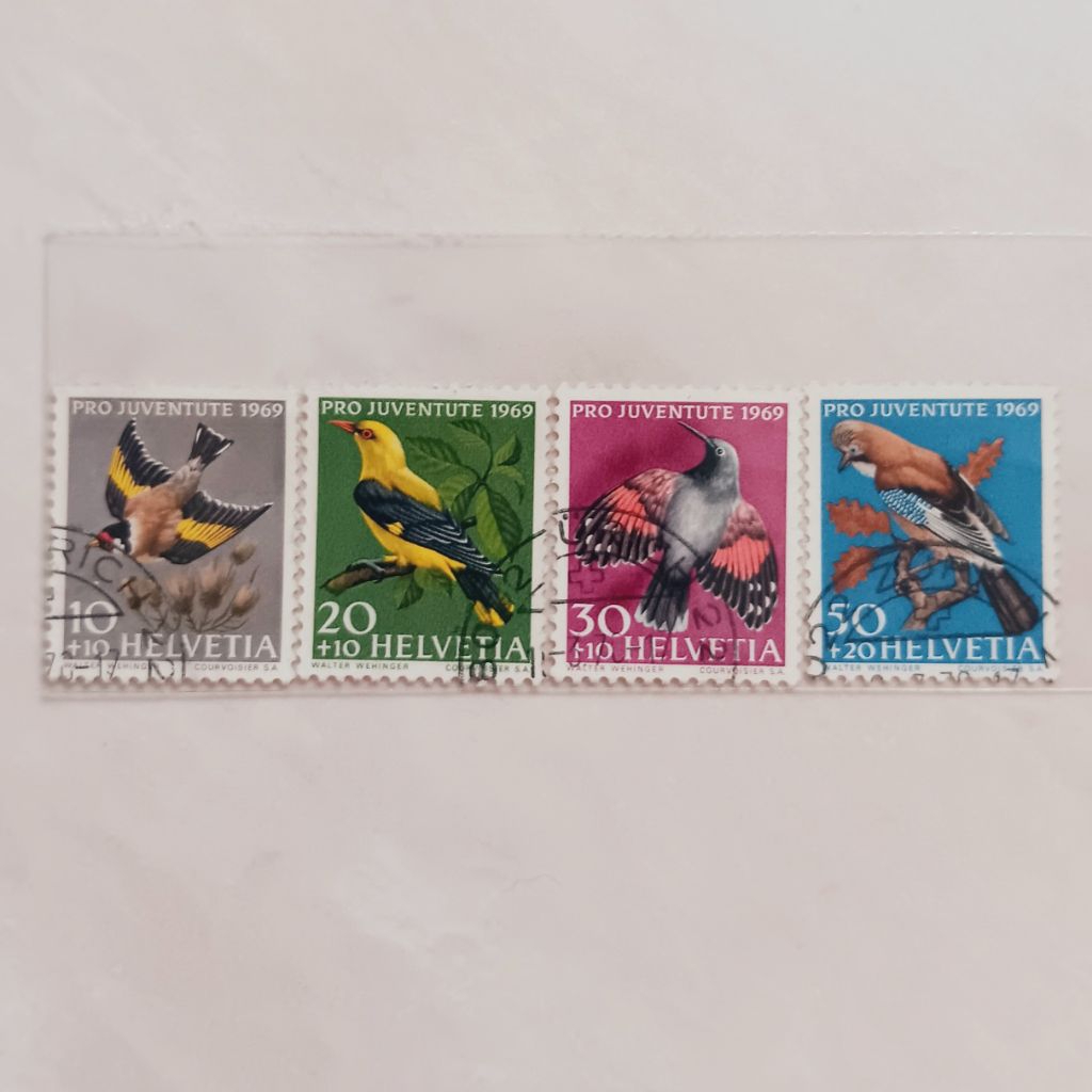

(OG) Perangko Swiss 1969 Pro Juventute: Birds Set 4 pcs Used
