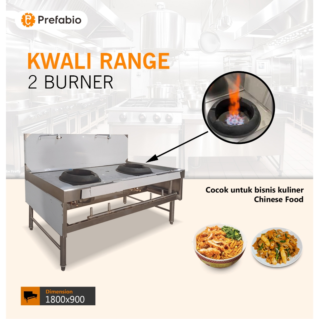 Prefabio Gas kwali range 2 burner medium pressure
