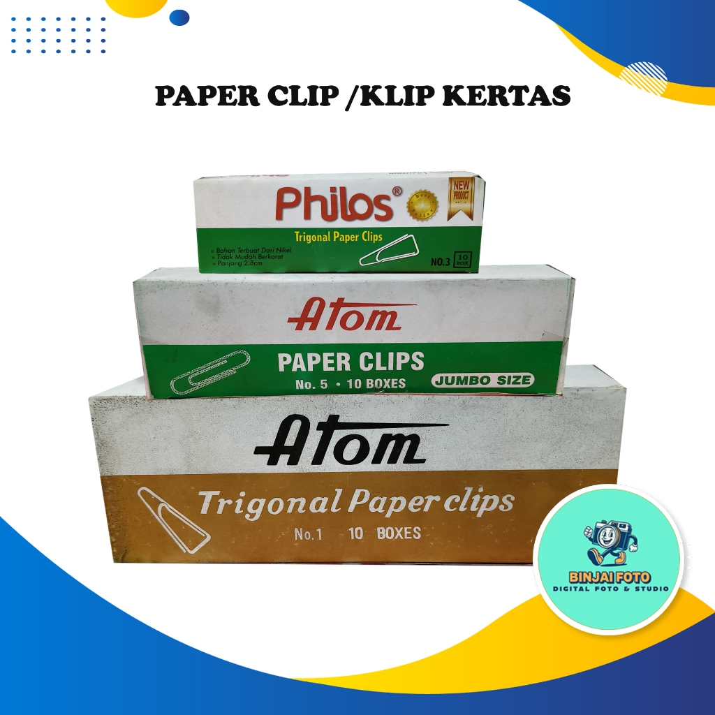 

Paper Clip / Klip Kertas Atom & Philos – Penjepit Dokumen Anti Karat, Kuat, Rapi, Awet – Isi 10 Box, Ukuran No.1, No.3, No.5, Jumbo Size – Cocok untuk Sekolah, Kantor, Rumah, Arsip, Laporan, dan Tugas