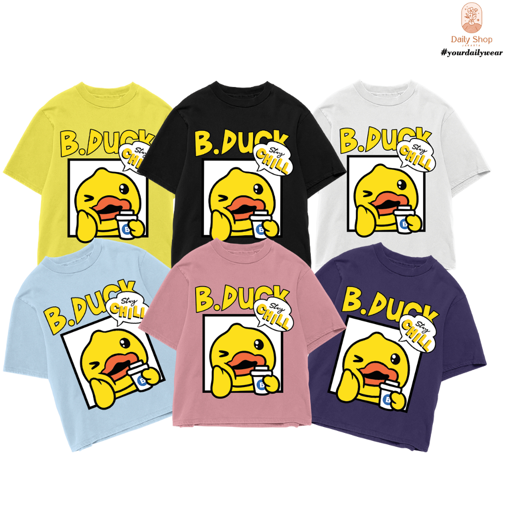 Kaos Katun Dewasa Wanita dan Pria Motif B Duck Chill Lengan Pendek Kartun Lucu Unisex