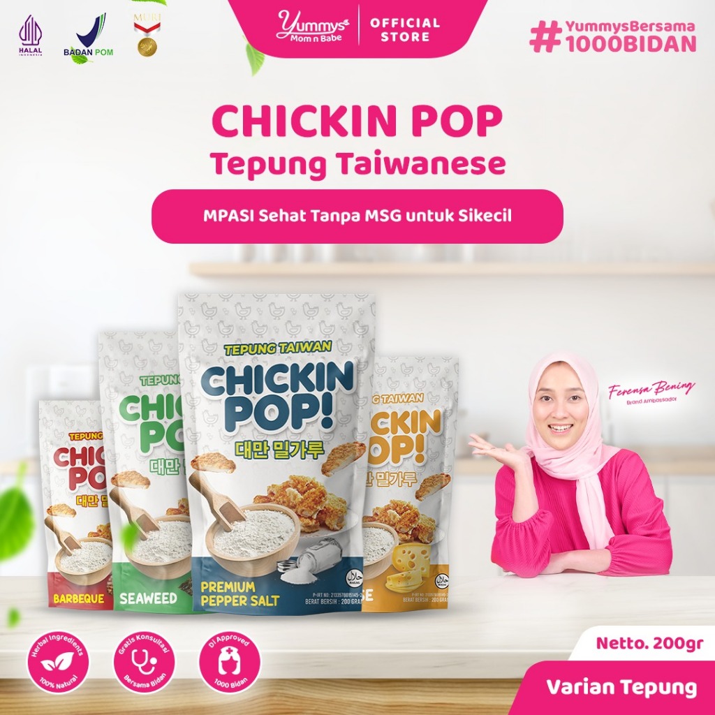 

Chickin Pop - Tepung Taiwanese 200gr | Tanpa MSG & Pengawet, Cocok untuk MPASI