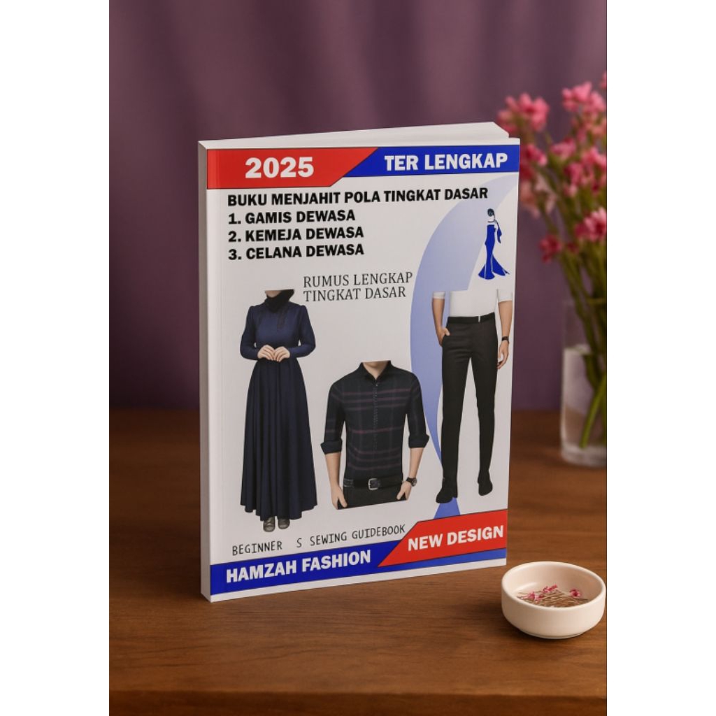 Buku menjahit isi 3 GAMIS KEMEJA CELANA tingkat dasar pemula rumus lengkap