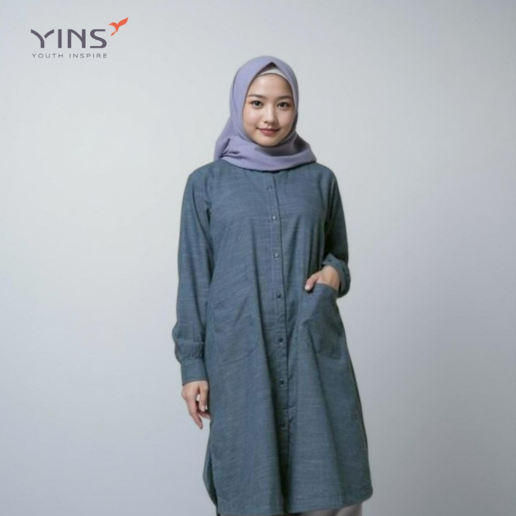 Baru Atasan Inspire Tunik Itu 014 Itu 14 Navy Jumbo Bahan Kenzi Slub Premium