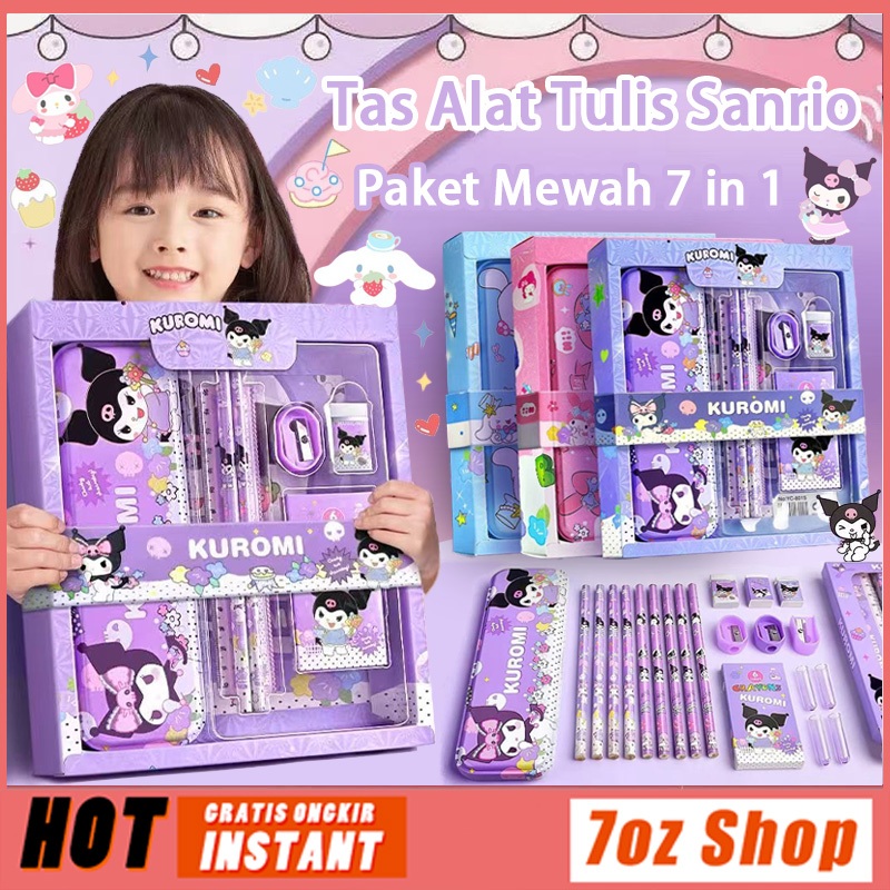 

✨Ready Stock✨ Set Stationery Anak Karakter Kuromi Melody Cinnamoroll 7 in 1 - Kotak Pensil & Crayon Lucu untuk Hadiah Sekolah, Murah dan Lengkap
