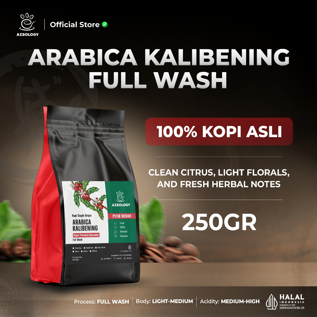 

Kopi Arabica Super Specialty Kalibening AZBOLOGY [ISI 250 gr]