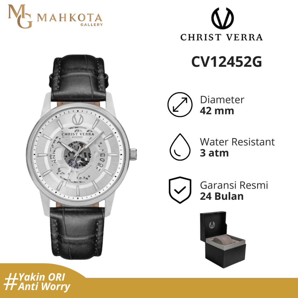 Jam Tangan Pria Christ Verra CV12452G Strap Kulit Original dan Bergaransi