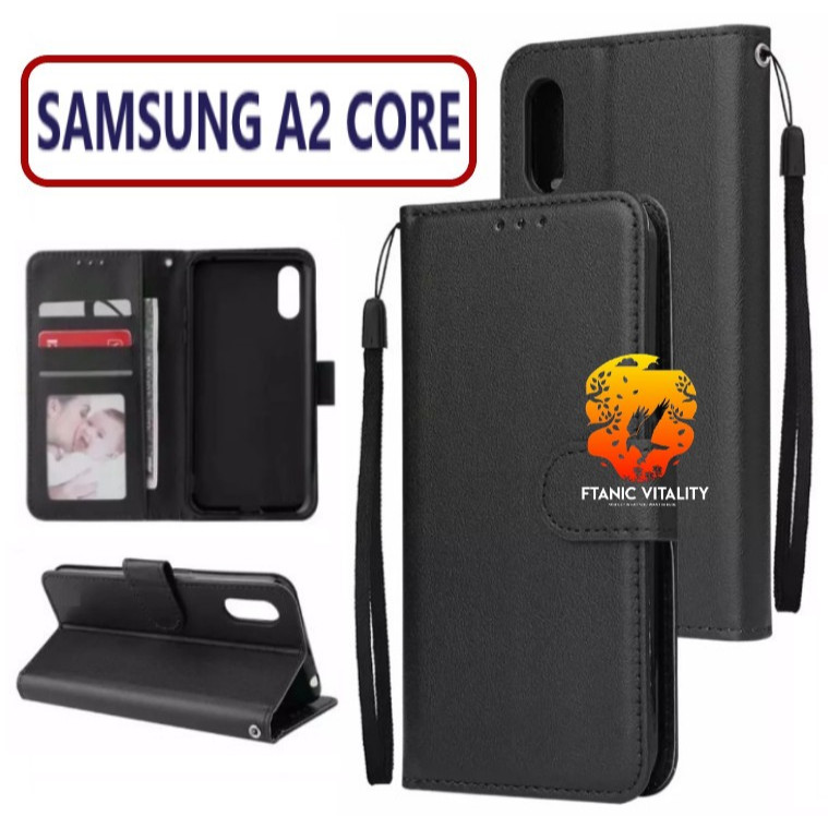 FLIP LEATHER CASING SAMSUNG A2 CORE CASE KULIT FLIP WALLET LEATHER DOMPET KULIT PREMIUM SARUNG BUKA 