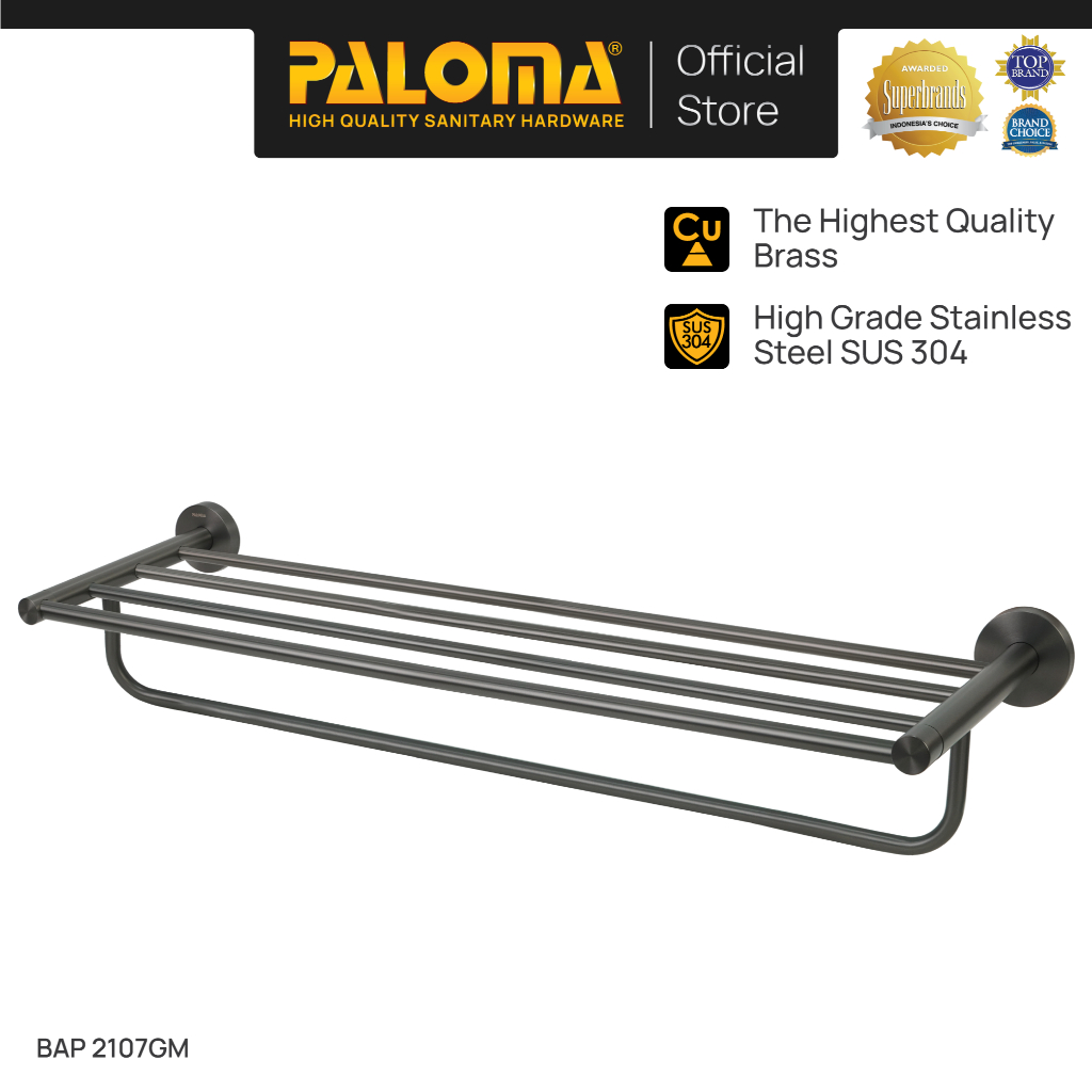 PALOMA BAP 2107GM Rak Handuk Baju Gantungan Hanger Wall Dinding Kamar Mandi Brass Kuningan Stainless