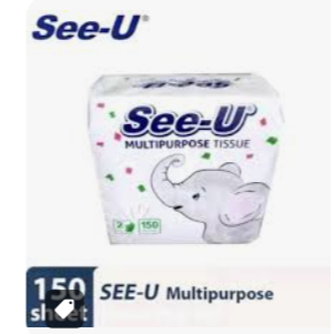 Tissue Tisu See-U Multipurpose Pop Up Gajah 150 Sheet 1 Ply See U / Tisu See-U