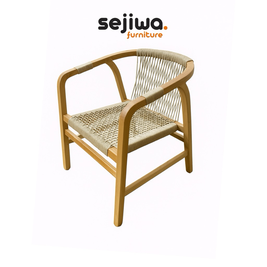 Kursi Makan Jati Anyaman Tali Rope / Kursi Cafe Jati Anyaman