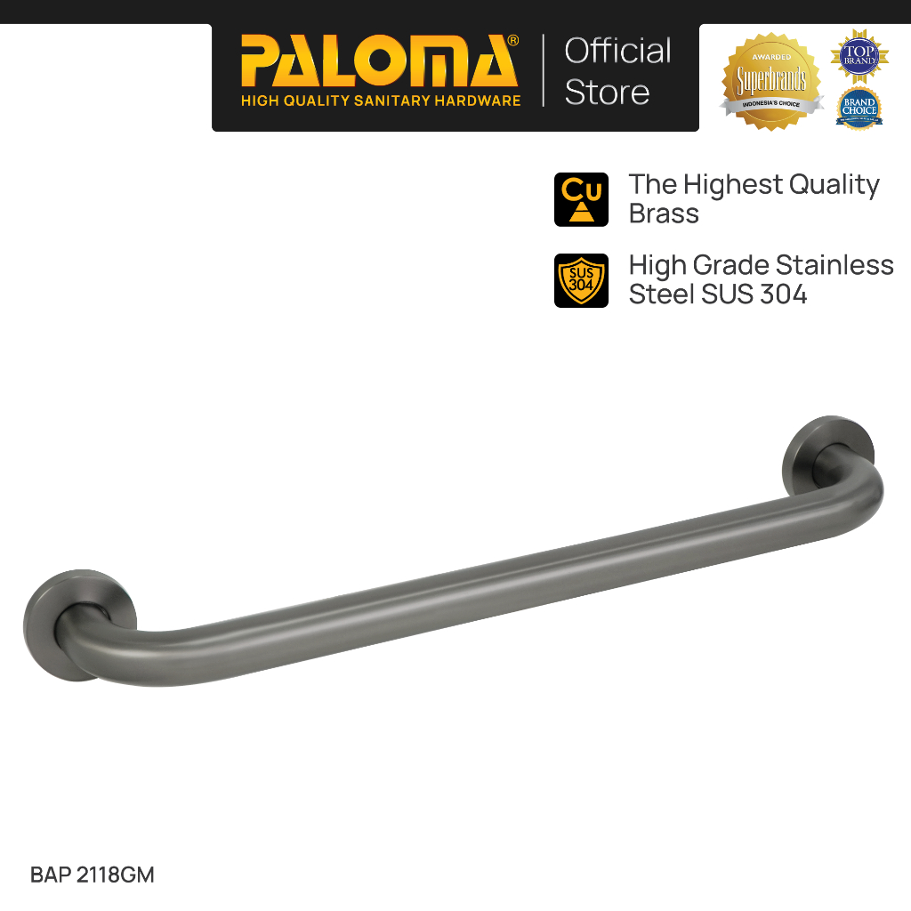 PALOMA BAP 2118GM Pegangan Kamar Mandi Bath Grab Bar Handle Bathtub Tub Toilet Wall Dinding Brass Ku