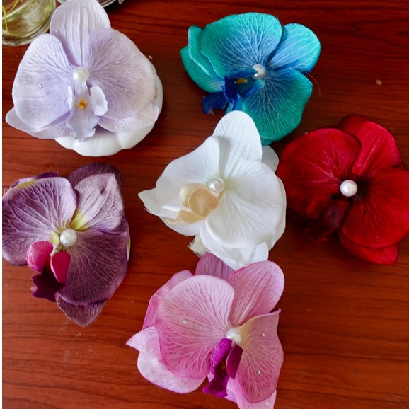 Pita Rambut Anggrek Mini Laelia Jepitan Hair Clip with Faux Orchid Pearl model Anggrek (PO 7 Hari)