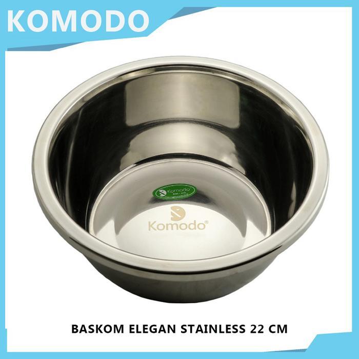 KOMODO BASKOM ELEGAN KOREA STAINLESS UKURAN 22 CM / BASKOM STAINLESS KOMODO