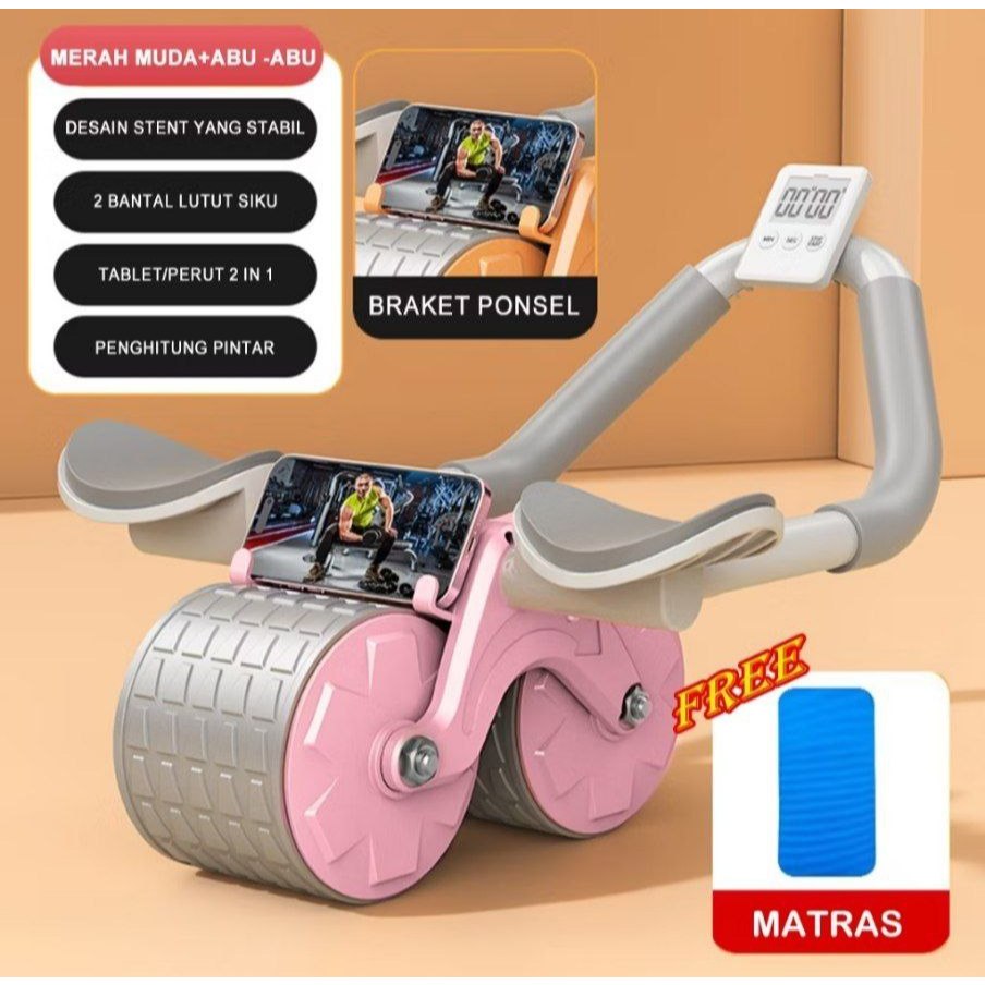 AB ROLLER WHEELS FREE MATRAS LUTUT / Ab Wheel Roller Ab Wheels Plank Trainer 2 in1YM