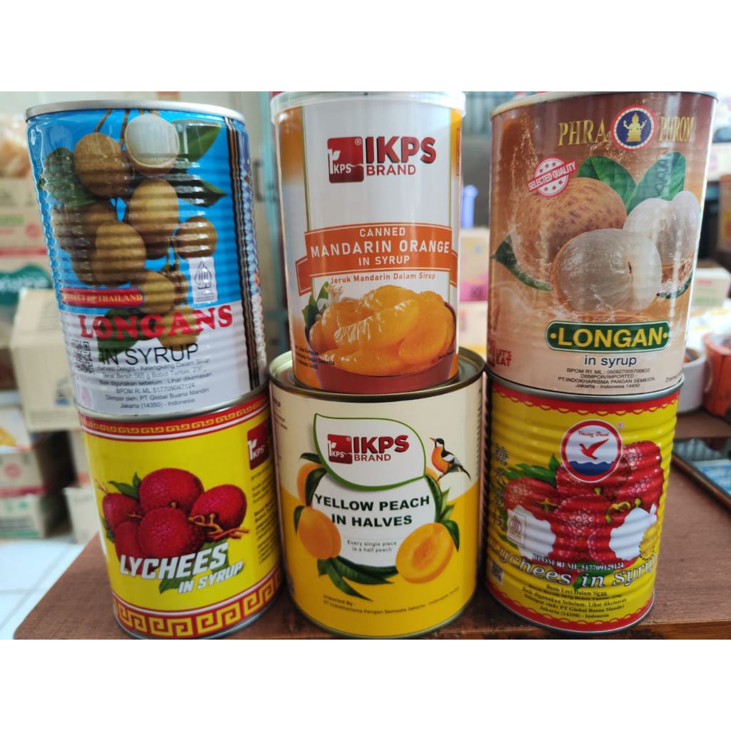 

BUAH KALENG DALAM SIRUP / LONGAN PEACH ORANGE LYCHEE / KELENGKENG JERUK PERSIK LECI