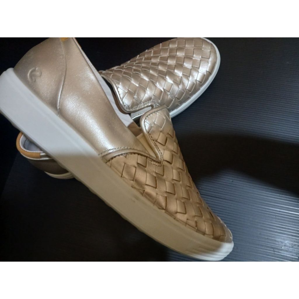 Women's ECCO Soft 7 Woven Slip-On 3.0 - Pure White Gold