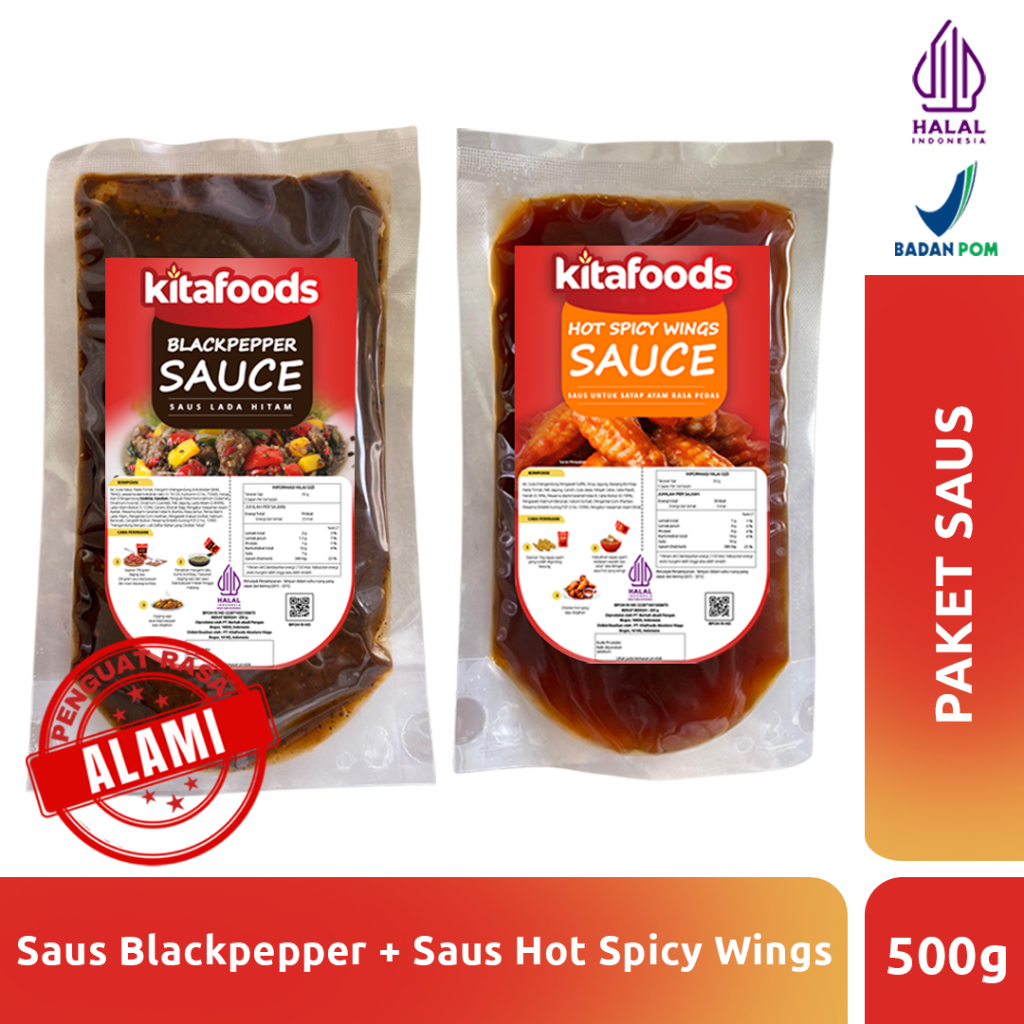 

Kitafoods paket mix sauce 2 ( Hot Spicy 250gr + Blackpepper sauce 250gr) Tanpa Penguat Rasa