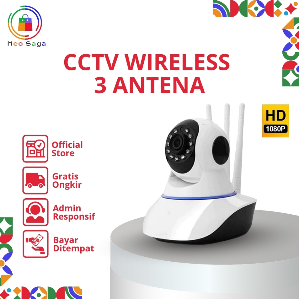 CCTV V380 3 Antena IP Camera WIRELESS 1080P Wifi Night Vision